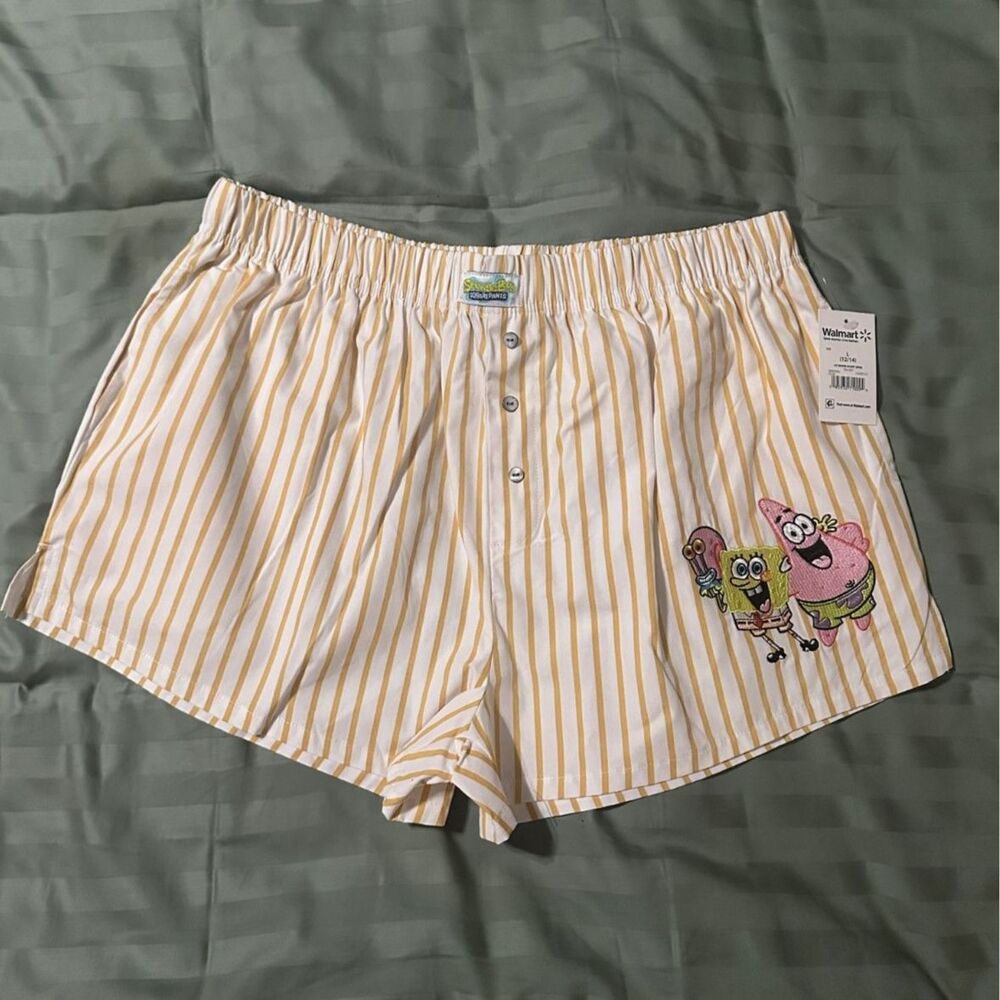 SpongeBob SquarePants Women's Striped Boxer Pajama Shorts Size:Large NWT
